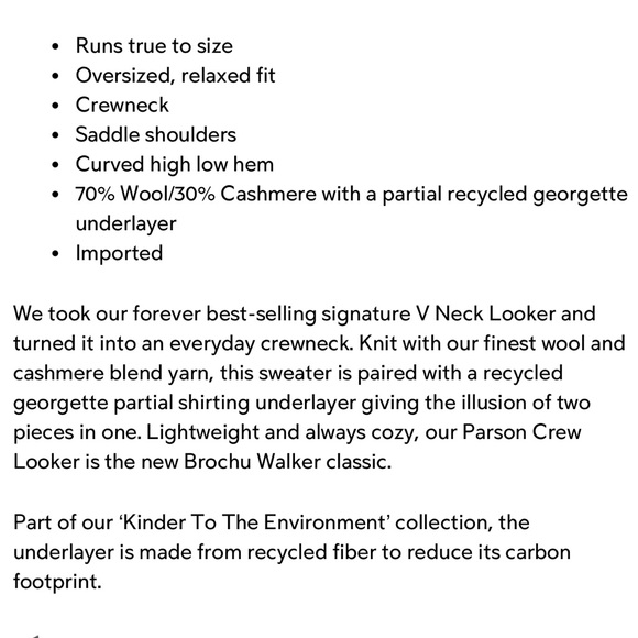 Brochu Walker the Parson Crew Looker wool/ cashmere sweater - Picture 15 of 15